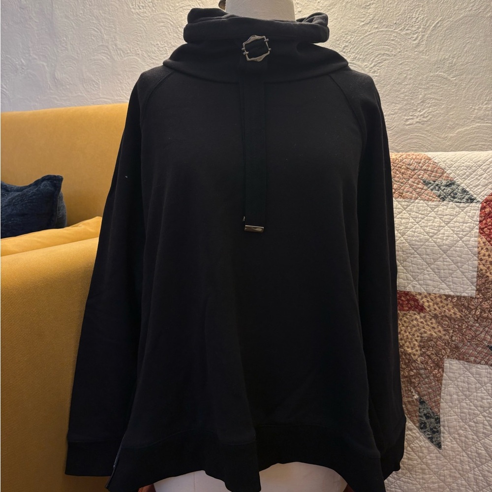 Elegant Black Cowl Neck Sweater with Buckle